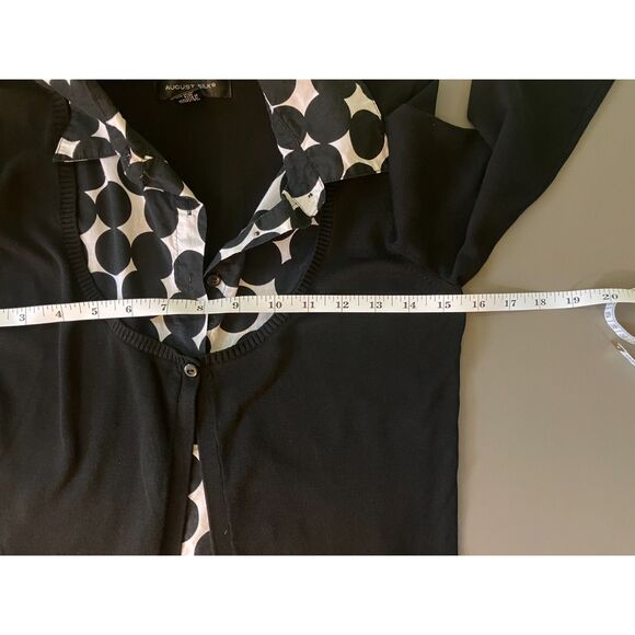 August Silk faux blouse and cardigan layered look 3/4 sleeve knit pullover - Picture 6 of 8